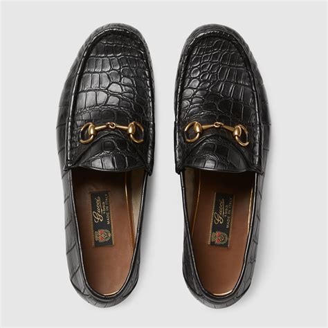 mens black horsebit loafers gucci on feet|gucci crocodile loafer.